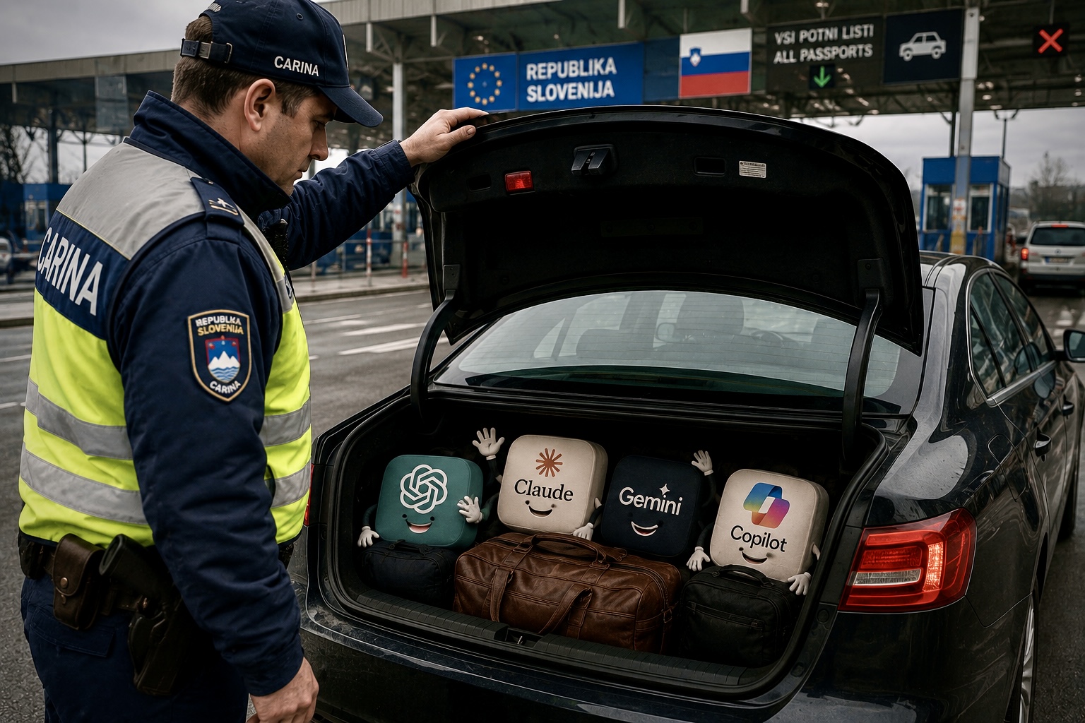 Cariniku na meji z Republiko Slovenijo pomočniki umetne inteligence potujejo v prtljažniku kot tihotapljena prtljaga